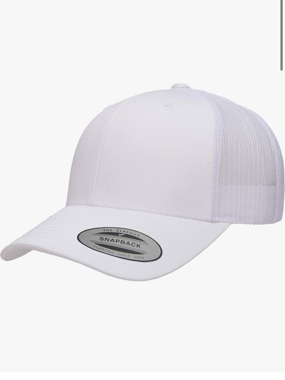 Yupoong Classic Trucker Snapback Hat White Mesh One Size Unisex Cap